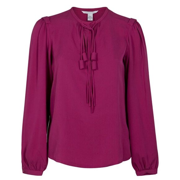 Diane Von Furstenberg magenta 100% silk Blouse, US2 - Picture 1 of 9
